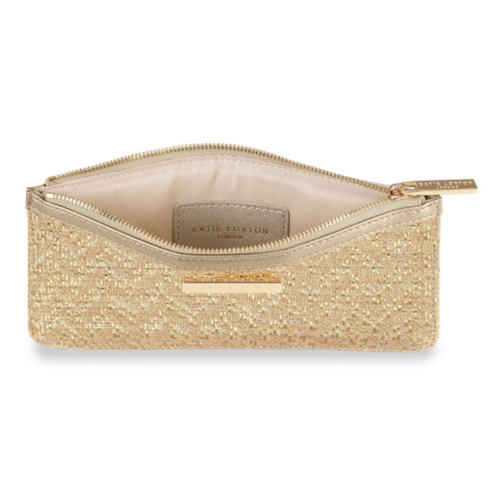 Callie Metallic Slim Pouch - Gold Metallic Weeave Straw - 11x22cm