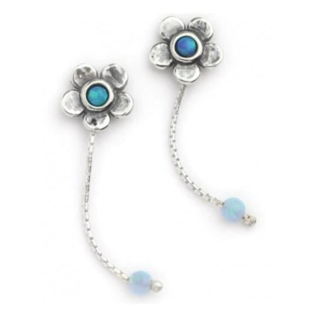Ladies Handmade Dangly Earrings With Opal Stone
