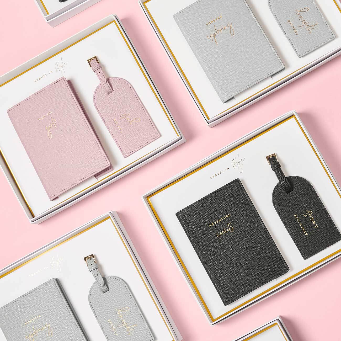 Boxed Passport Holder and Luggage Tag Set | You Go Girl! | Blush Pink