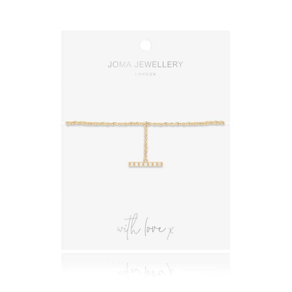 Demi | Gold | Pave Bar Drop Bracelet | Bracelet | 19cm Adjustable