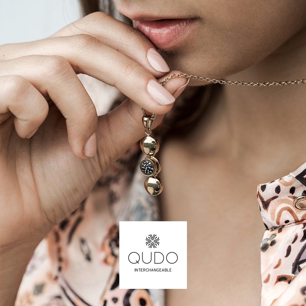 Famosa Yellow Gold Plated Stainless Steel Vertical Pendant Womens Necklace