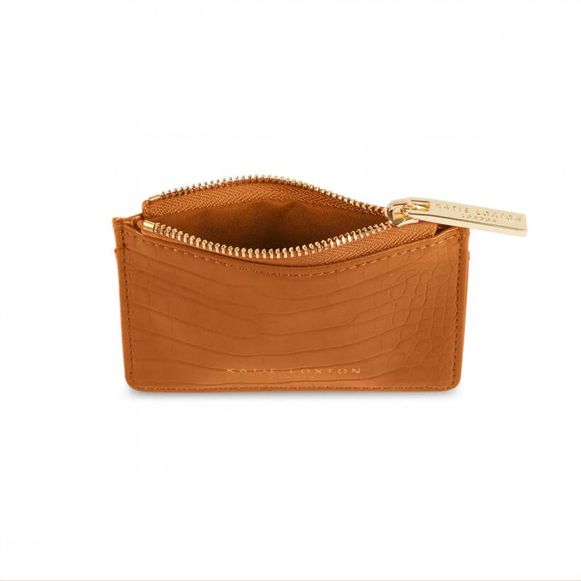 Celine Faux Croc Card Holder | Cognac