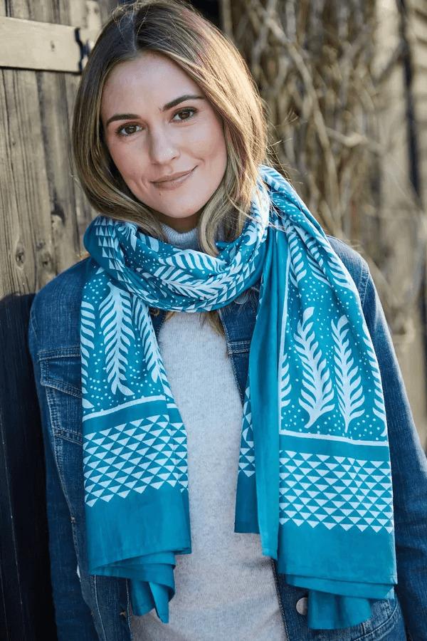 Hand Printed Cotton Sarong Fern Green