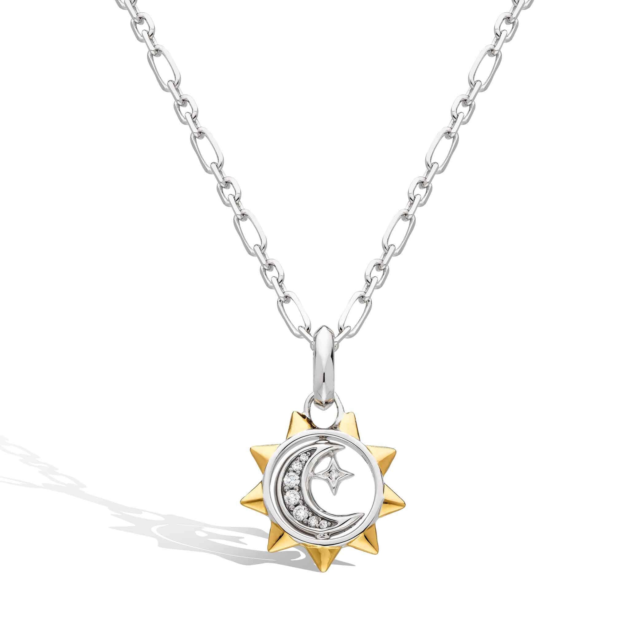 Celeste Pave CZ Sun, Moon & Star Spinner Necklace