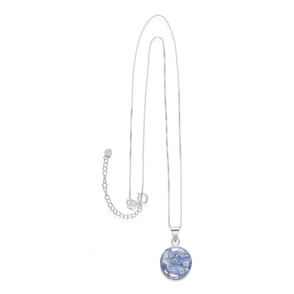 Silver Pendant - Forget me not - Medium Round