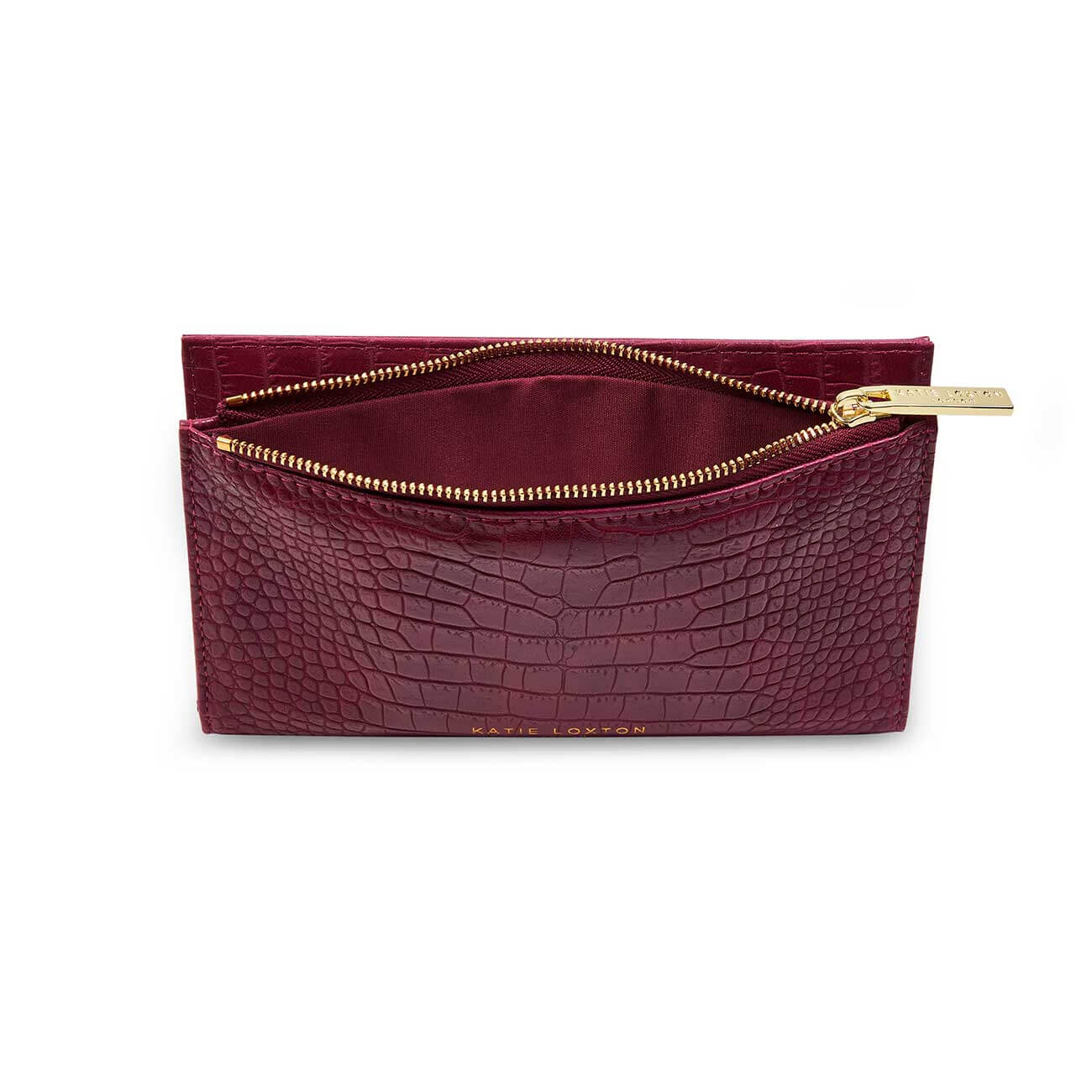Celine Faux Croc Fold Out Purse | Burgundy