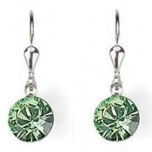 Ladies Light Green Swarovski Elements Rhodium Plated Metal Earrings