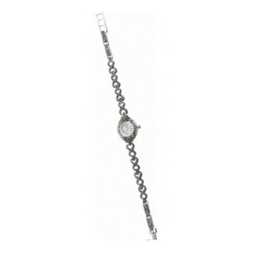 Ladies Sterling Silver Petite Watch With Marcasite Stones