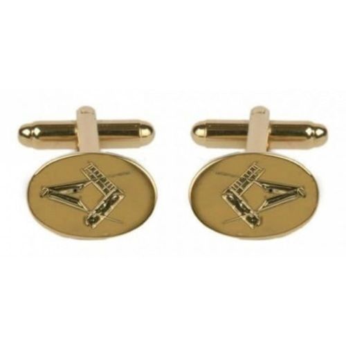 Gents Gold Plated Masonic Engraved Cufflinks