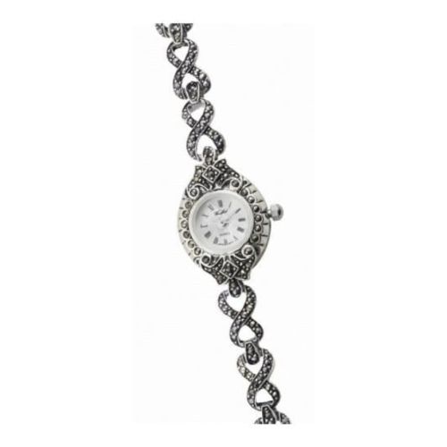 Ladies Sterling Silver Petite Watch With Marcasite Stones