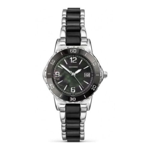 Ladies Black & Silver Stainless Steel Watch