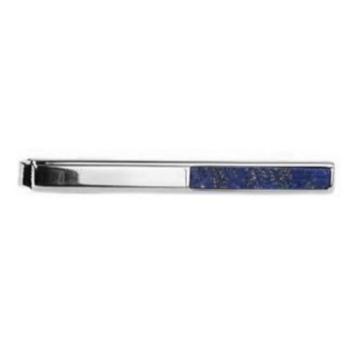 Rhodium Plated Lapis Lazuli Tie Bar
