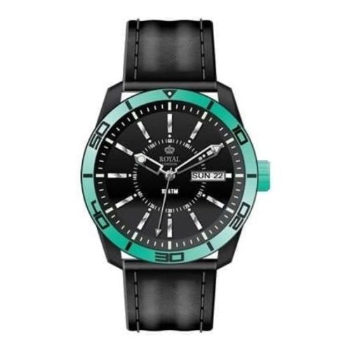 The Challenger Ladies Green Bezel Black Leather Watch