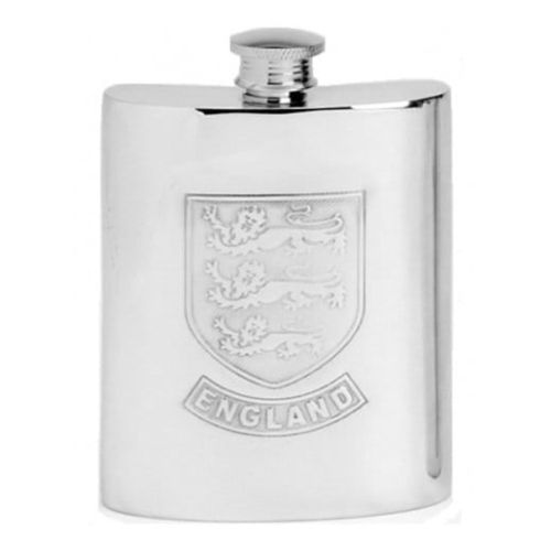 6oz Stamped England Badge Pewter Hip Flask