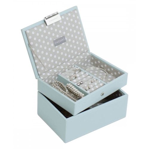 Stackers duck egg blue classic deep open jewelry box Carters of London 70580 