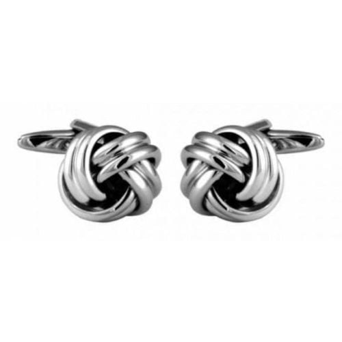 Open Rounded Knot Rhodium Cufflinks