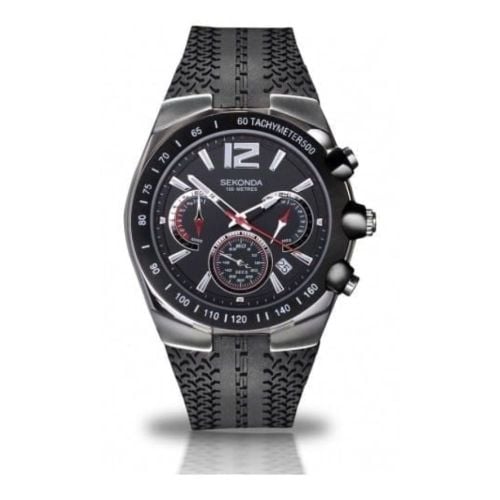 Black Rubber Chronograph Gents Watch
