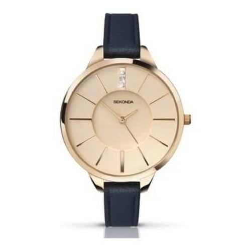 Petite Leather & Gold Steel Case Watch