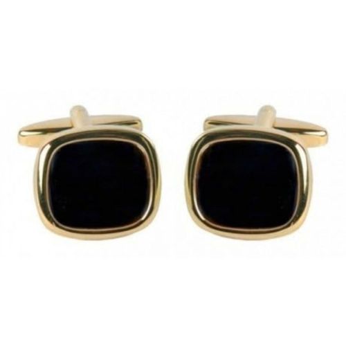 Gold Plated Real Onyx Cufflinks