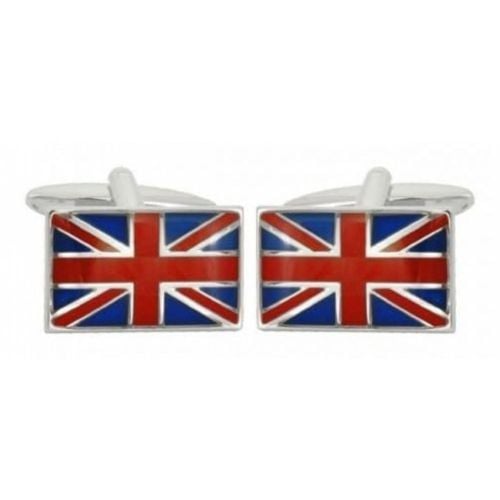 Rhodium Plated British Flag Cufflinks