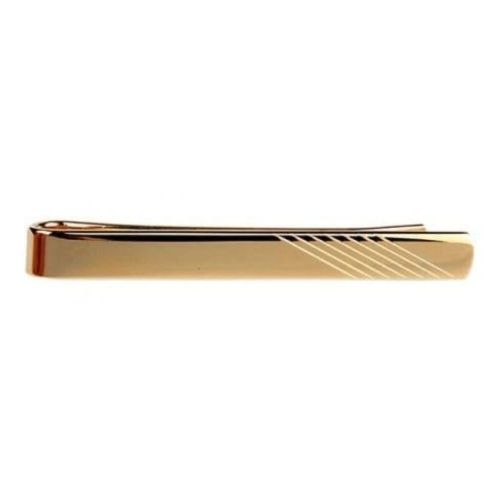 Gold Plated Diagonal Striped Tie Bar