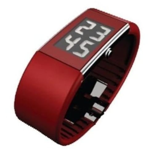 Watch Ll Digital Black Polished Red Polyurethane Strap Watch