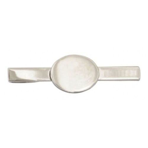 Rhodium Plated Oval Engravable Tie Bar