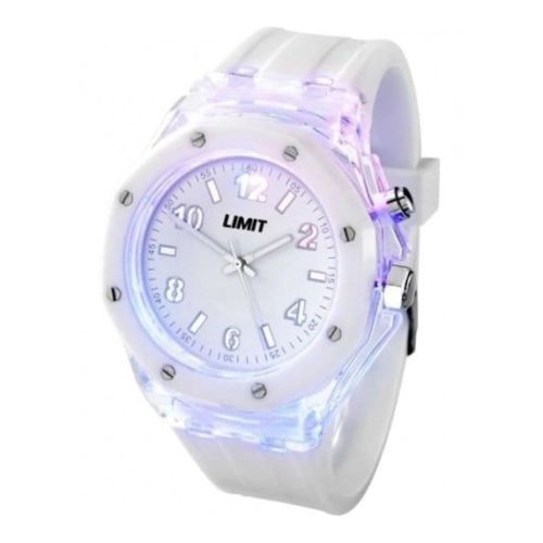 Gents Strobe White Rubber Watch With Light Effect