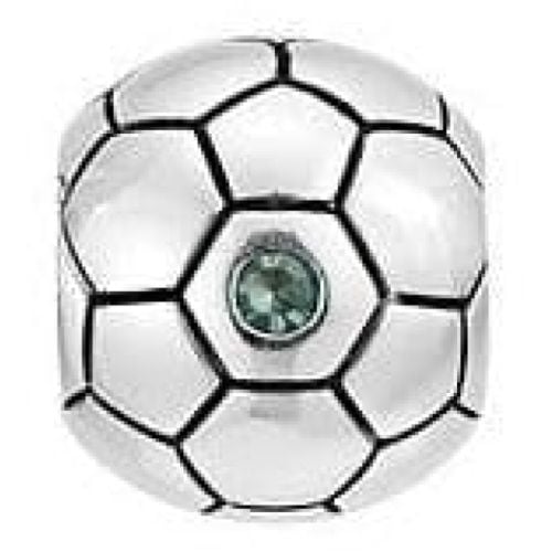 Sterling Silver Football With Green Cz Link