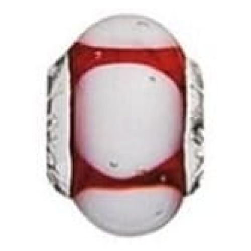 Sterling Silver And Murano 'Marshmellow' Red Glass Link