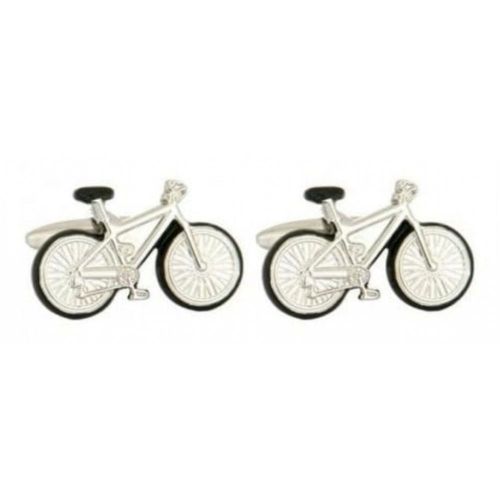 Rhodium Plated Bicycle Cufflinks