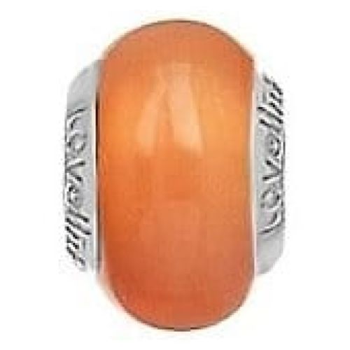 Sterling Silver Coral Murano Glass Link