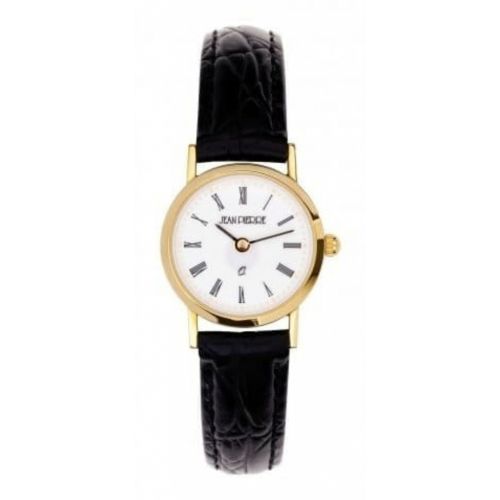 Ladies 9 Carat Gold Black Leather Wristwatch With Roman Numerals
