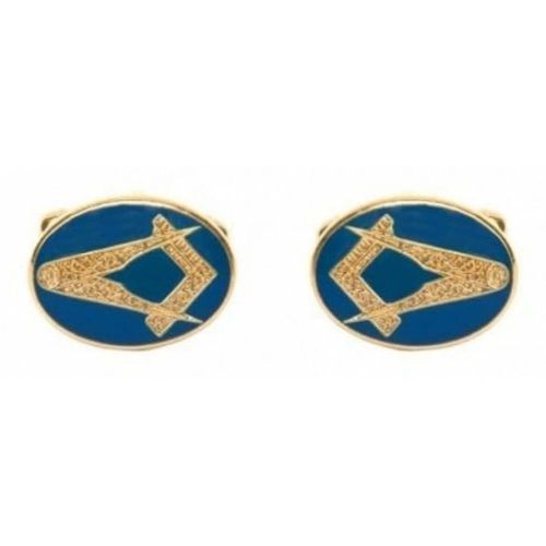 Oval Blue Enamel Masonic Cufflinks