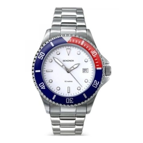 Gents Stainless Steel Watch With White Dial & Luminious Hands