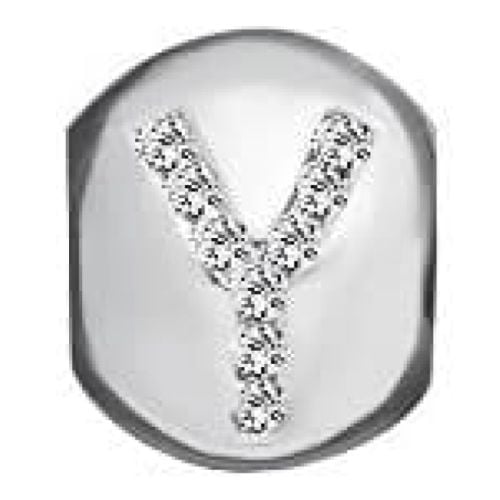 Sterling Silver And Synth. Cubic Zirconia 'Y' Letter Link