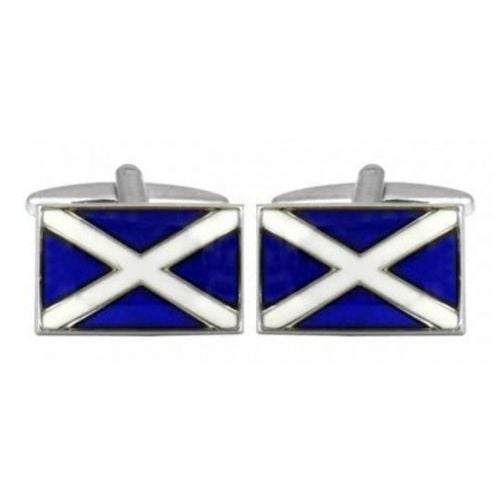 Rhodium Plated Scottish Flag Cufflinks