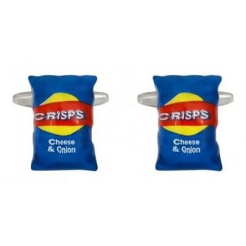Rhodium Plated Crisp Packet Cufflinks