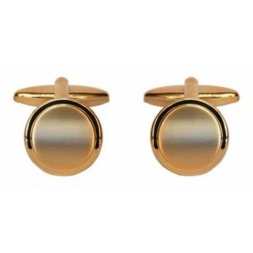 Gold Plated Circular Brushed Curve Cufflinks