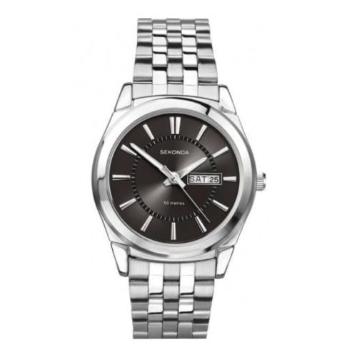 Stainless Steel Gents Black Dial Watch