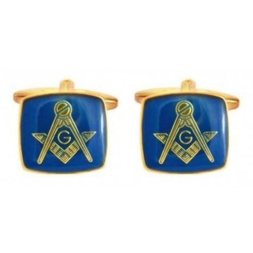 Gold Plated Blue Enamel & Masonic Symbol