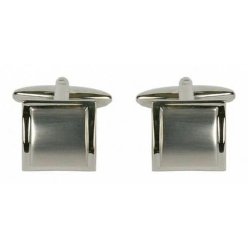 Gents Rhodium Plated Square Curved Cufflinks
