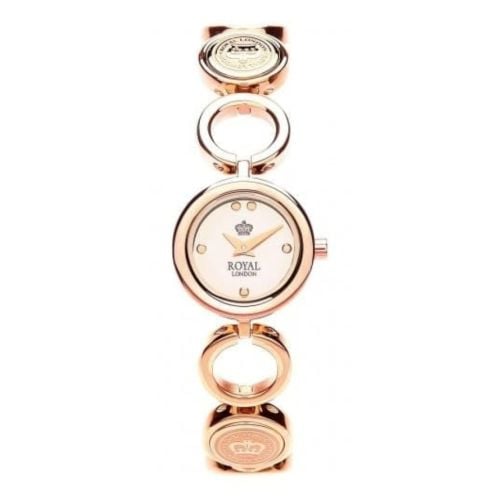 Ladies Circular Rose Gold Plated Watch