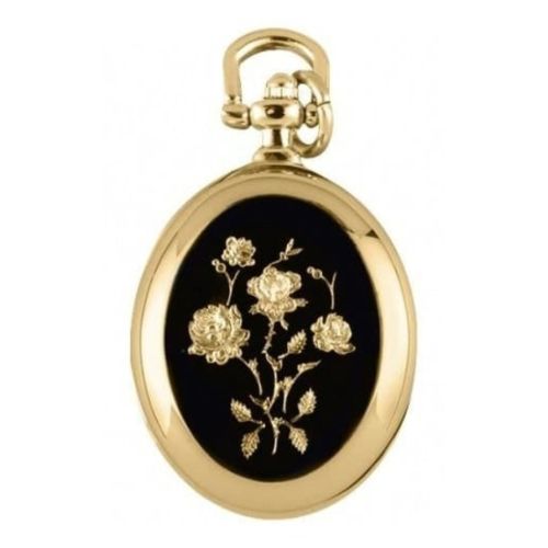 Ladies Oval Quartz Gold Plated Pendant Necklace Watch
