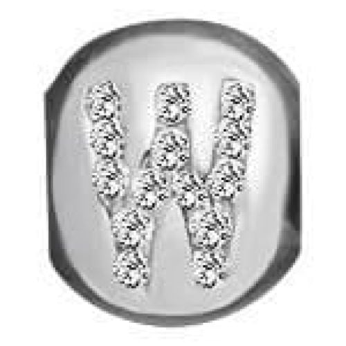 Sterling Silver And Synth. Cubic Zirconia 'W' Letter Link