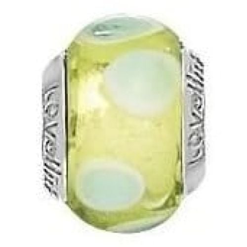 Sterling Silver 'Stepping Stones' Lime Murano Glass Link