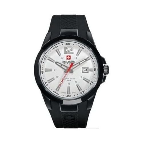 Swiss Black Rubber White Dial Watch