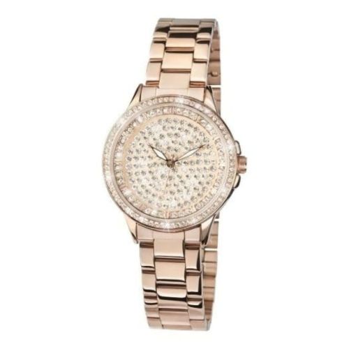 Ladies Rose Gold Stainless Steel Crystalised Watch