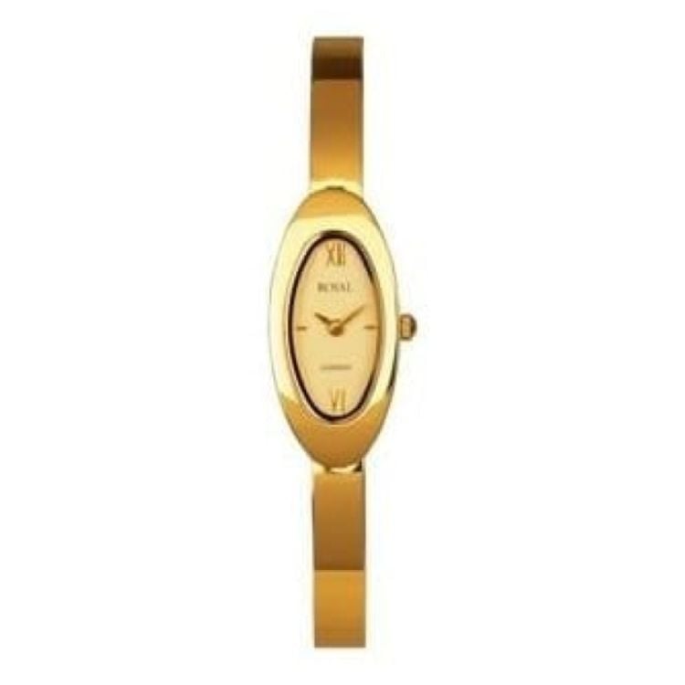 Ladies Gold Polished Stainless Steel Link Wristwatch