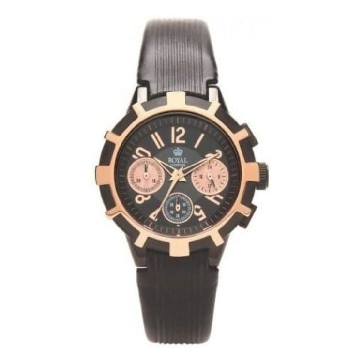 Ladies The Sky High Black Chronograph Leather Watch
